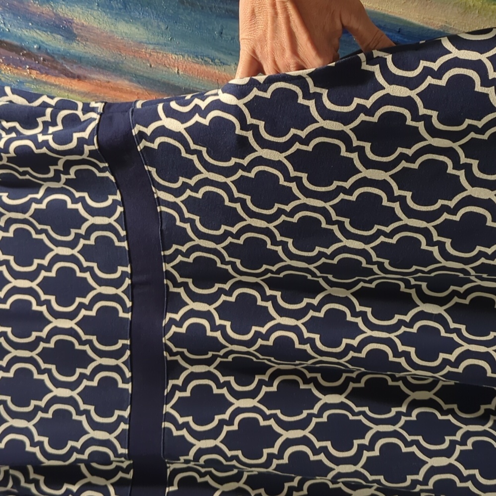 Land’s End navy sleeveless A line dress in fit & flare with pockets size 14 - Picture 2 of 11